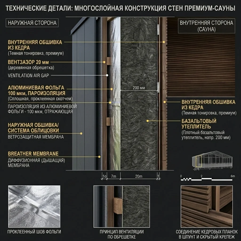 Анатомия стены парной: фольга 100 мкм и вентзазор