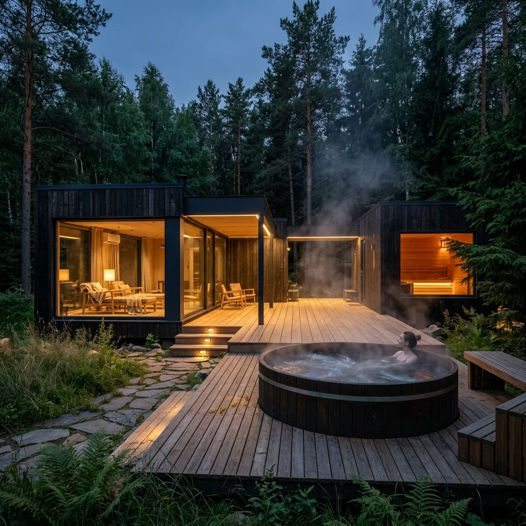 Как спроектировать домашний SPA-комплекс на участке: инженерные нормы, посадка зданий и интеграция бани, террасы и купели